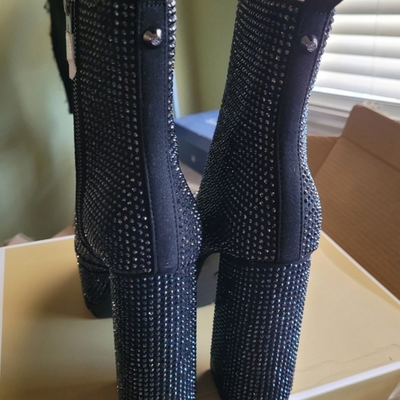 Michael Kors Black Rhinestone Heeled Boots - Picture 3 of 5